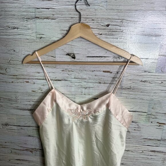 Vintage chasilk yellow pink size medium butterfly Spaghetti Strap Nightgown - Picture 3 of 8